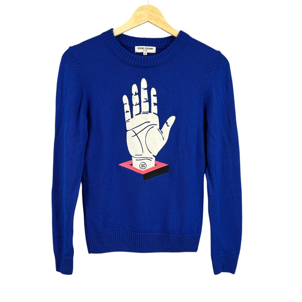 Opening Ceremony‎ Sweater Blue Wool Hand Womens XS Flaw
